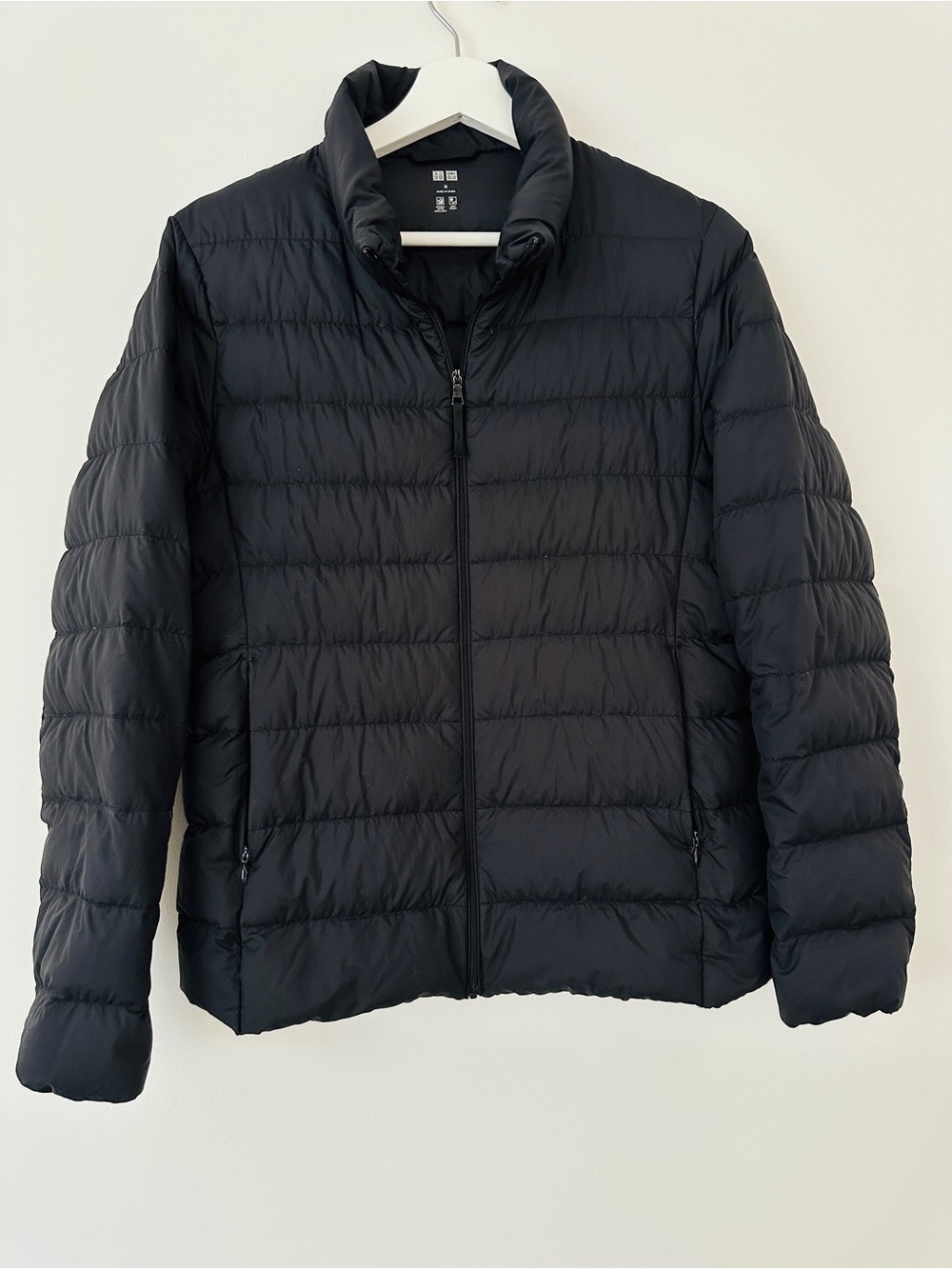 UNIQLO Ultra Light Down Jacket Black Puffer Full Zip Stand Collar Women Size M